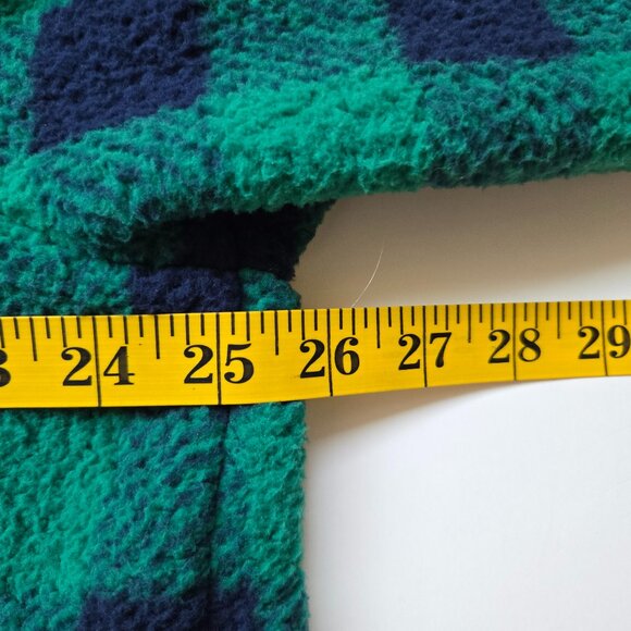 Lands End Women's Green Blue Buffalo Plaid Fleece Button Front Pockets 1X 16-18W - Picture 11 of 12